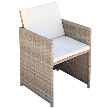 Set da Pranzo da Giardino 11 pz con Cuscini in Polyrattan Beige