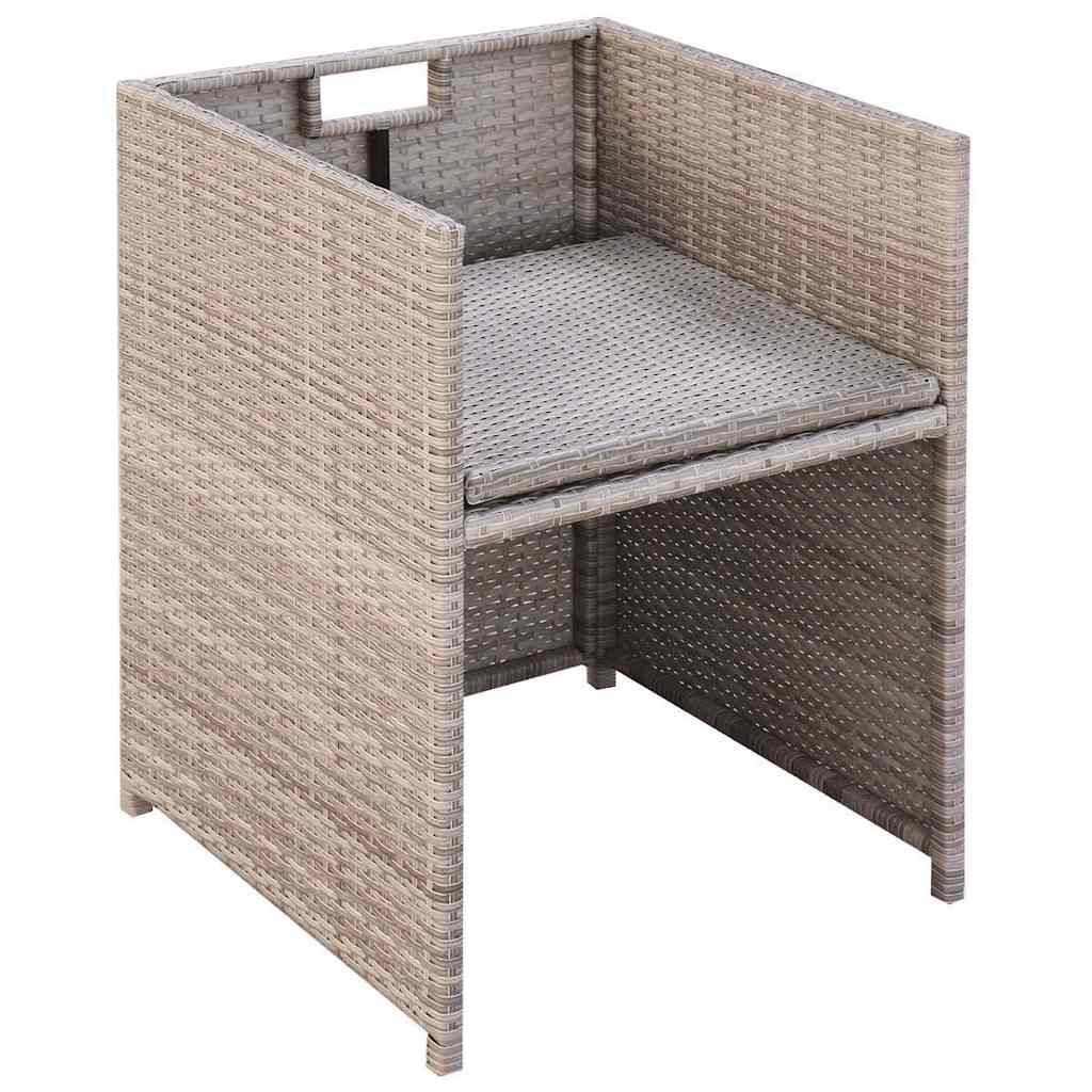 Set da Pranzo da Giardino 11 pz con Cuscini in Polyrattan Beige