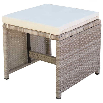 Set da Pranzo da Giardino 11 pz con Cuscini in Polyrattan Beige