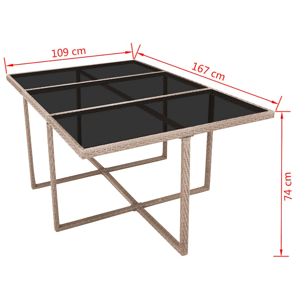 Set da Pranzo da Giardino 11 pz con Cuscini in Polyrattan Beige