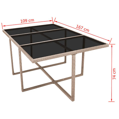 Set da Pranzo da Giardino 11 pz con Cuscini in Polyrattan Beige