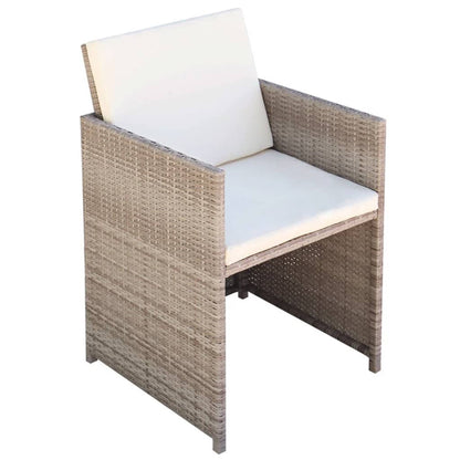 Set da Pranzo da Giardino 13 pz con Cuscini in Polyrattan Beige | homemem39