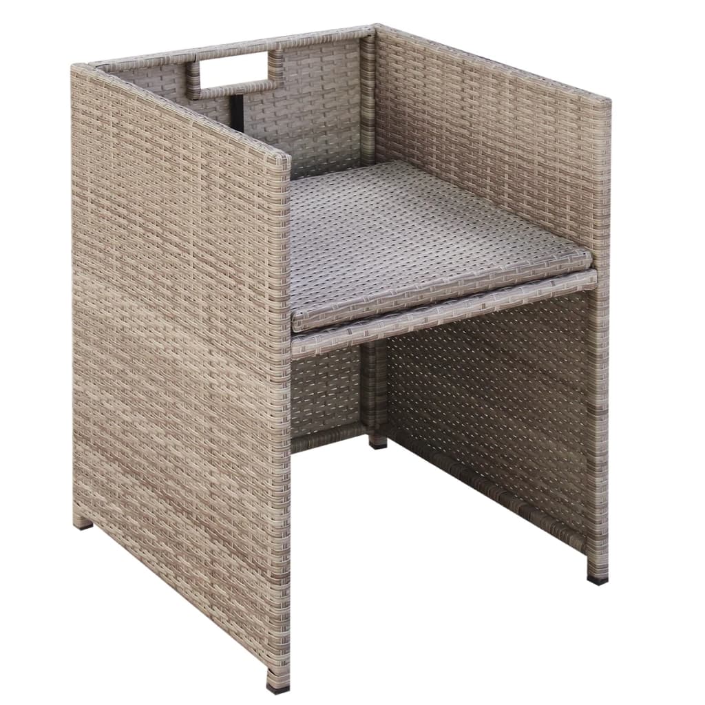 Set da Pranzo da Giardino 13 pz con Cuscini in Polyrattan Beige