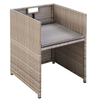 Set da Pranzo da Giardino 13 pz con Cuscini in Polyrattan Beige