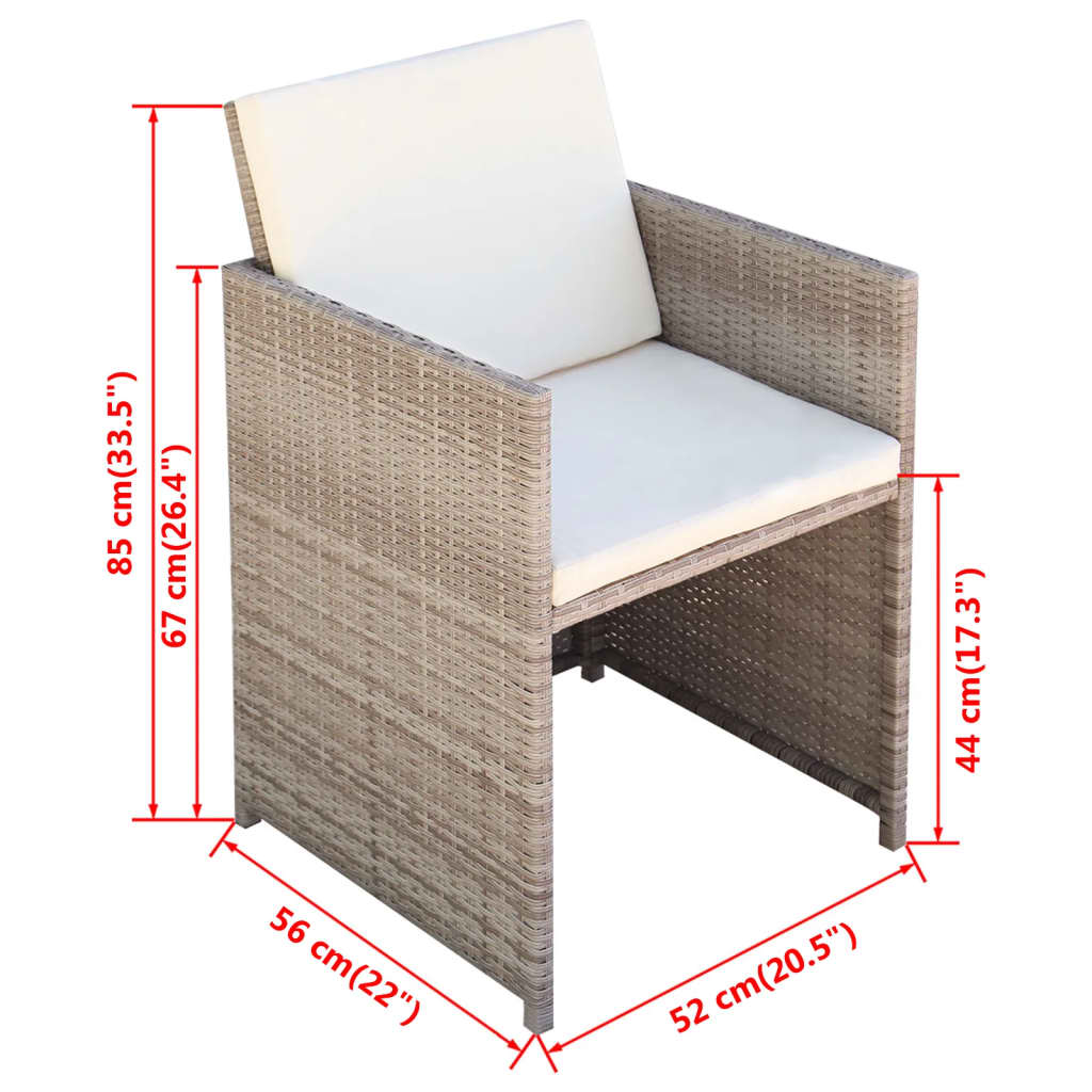 Set da Pranzo da Giardino 13 pz con Cuscini in Polyrattan Beige | homemem39
