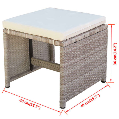 Set da Pranzo da Giardino 13 pz con Cuscini in Polyrattan Beige | homemem39