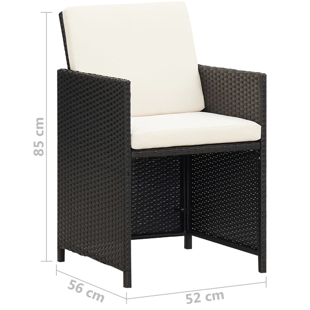 Sedie da Giardino 2 pz con Cuscini in Polyrattan Nere | homemem39