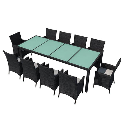 Set da Pranzo da Giardino 11 pz con Cuscini in Polyrattan