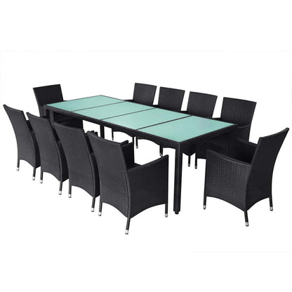 Set da Pranzo da Giardino 11 pz con Cuscini in Polyrattan