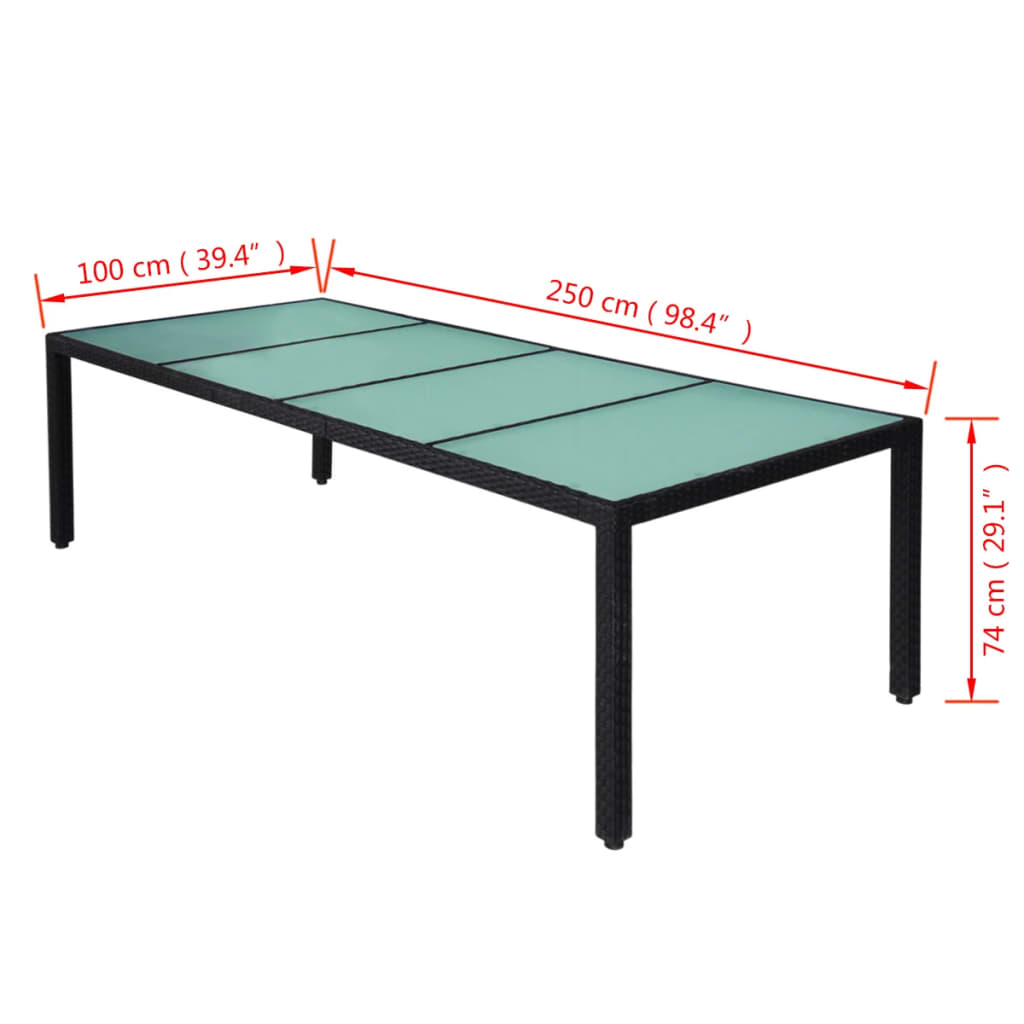 Set da Pranzo da Giardino 11 pz con Cuscini in Polyrattan Nero | homemem39