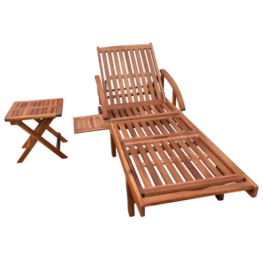 Lettino Prendisole con Tavolo in Legno Massello di Acacia | homemem39