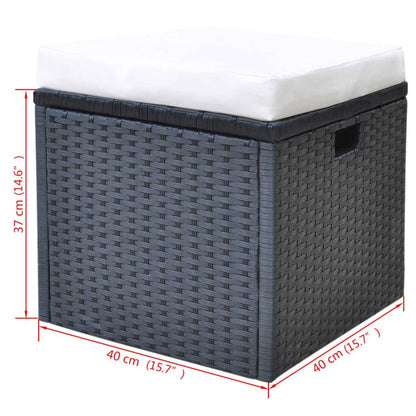 Set da Pranzo da Giardino 6 pz con Cuscini in Polyrattan Nero - homemem39