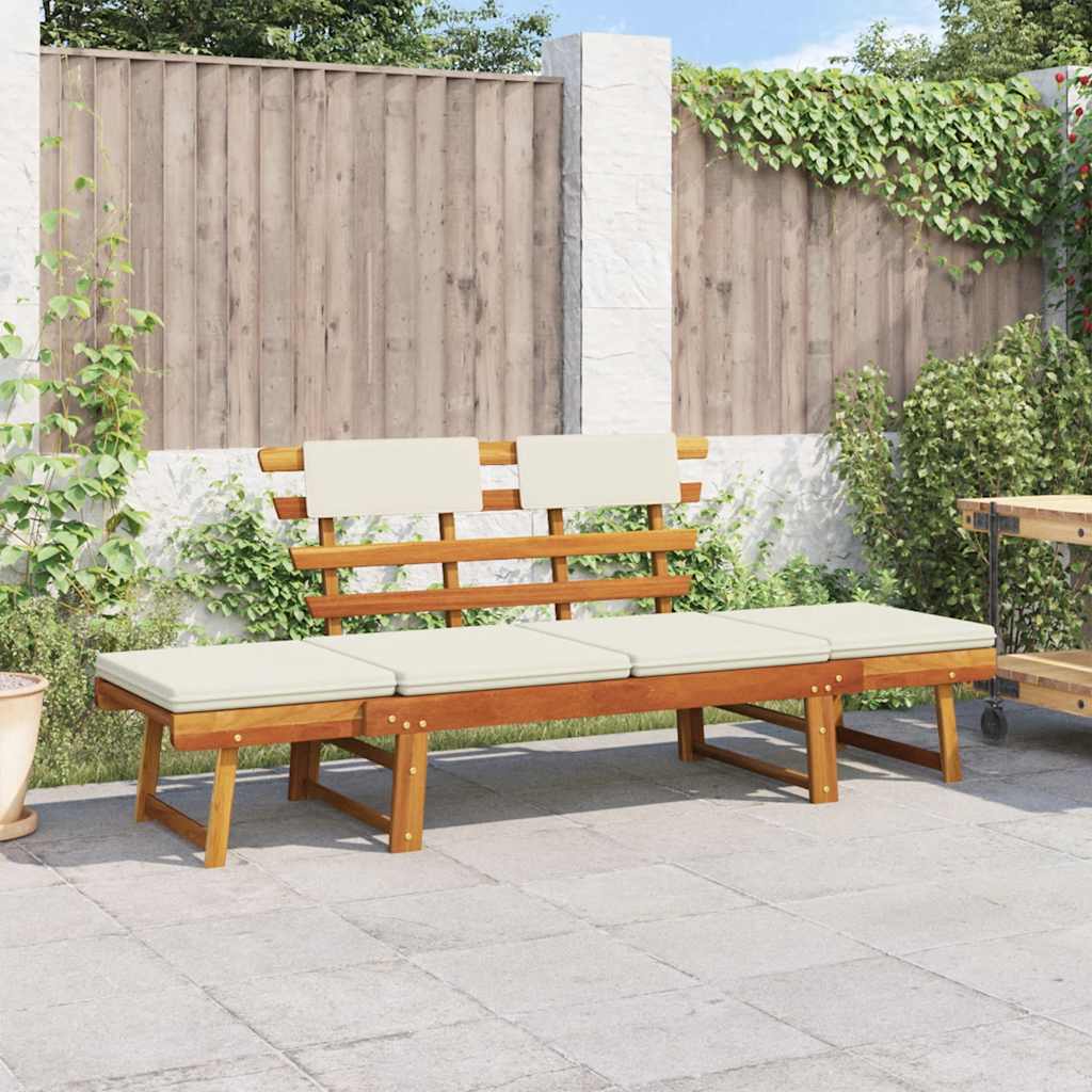 Panca da Giardino con Cuscini 2-in-1 190 cm in Massello Acacia | homemem39