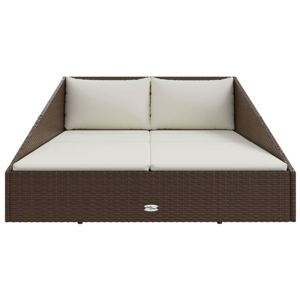 Lettino Prendisole Marrone 201x139 cm in Polyrattan - homemem39