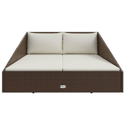 Lettino Prendisole Marrone 201x139 cm in Polyrattan - homemem39