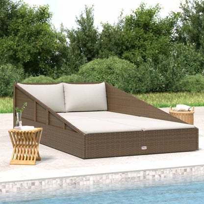 Lettino Prendisole Marrone 201x139 cm in Polyrattan - homemem39
