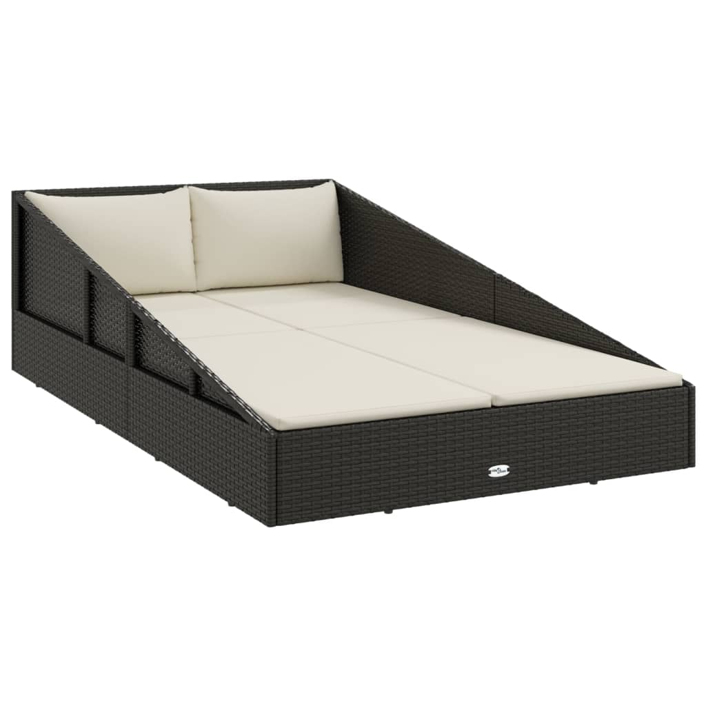 Lettino da Giardino Nero 110x200 cm in Polyrattan | homemem39