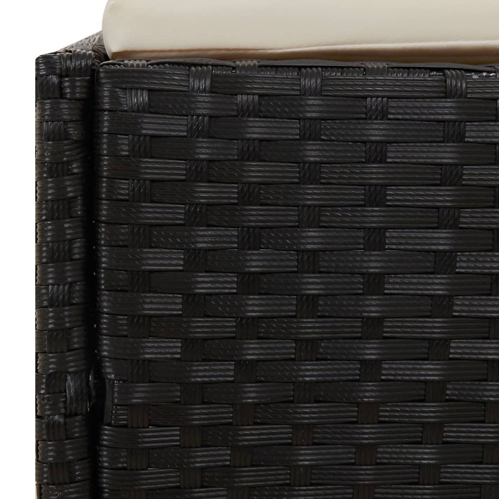 Lettino da Giardino Nero 110x200 cm in Polyrattan | homemem39