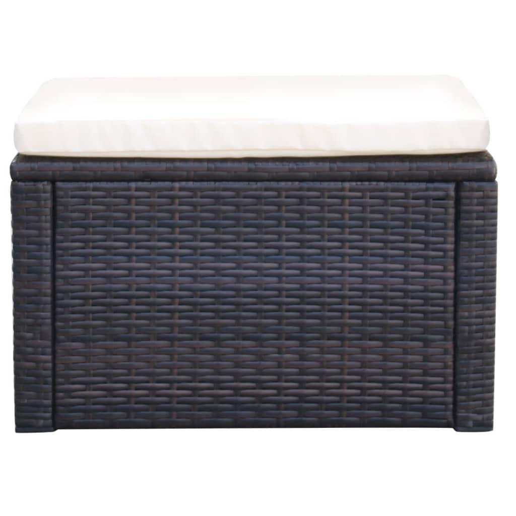 Poggiapiedi Ottomana in Polyrattan 53x53x30 cm Marrone - homemem39