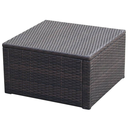 Poggiapiedi Ottomana in Polyrattan 53x53x30 cm Marrone - homemem39