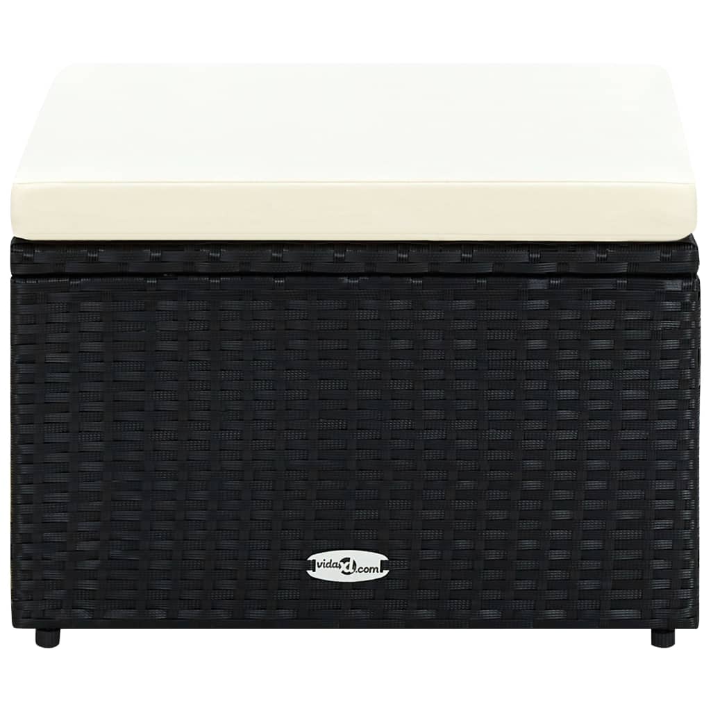 Poggiapiedi Ottomana in Polyrattan 53x53x30 cm Nero | homemem39