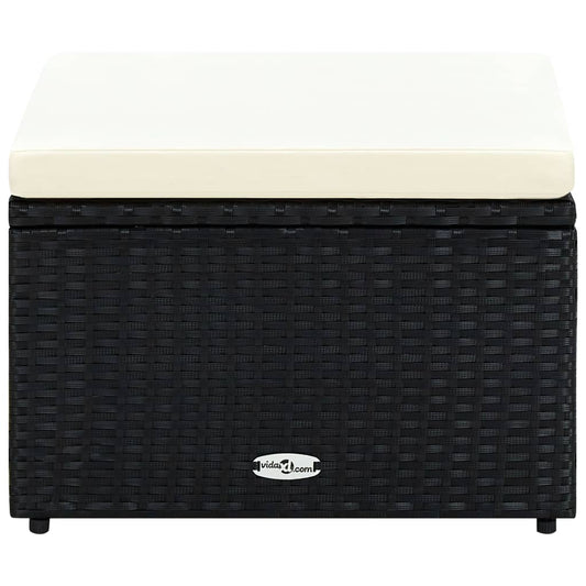 Poggiapiedi Ottomana in Polyrattan 53x53x30 cm Nero | homemem39