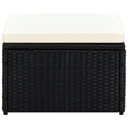 Poggiapiedi Ottomana in Polyrattan 53x53x30 cm Nero | homemem39