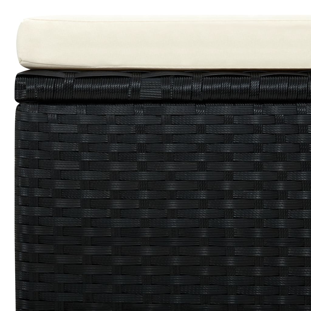 Poggiapiedi Ottomana in Polyrattan 53x53x30 cm Nero | homemem39