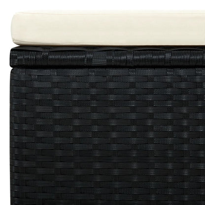 Poggiapiedi Ottomana in Polyrattan 53x53x30 cm Nero | homemem39