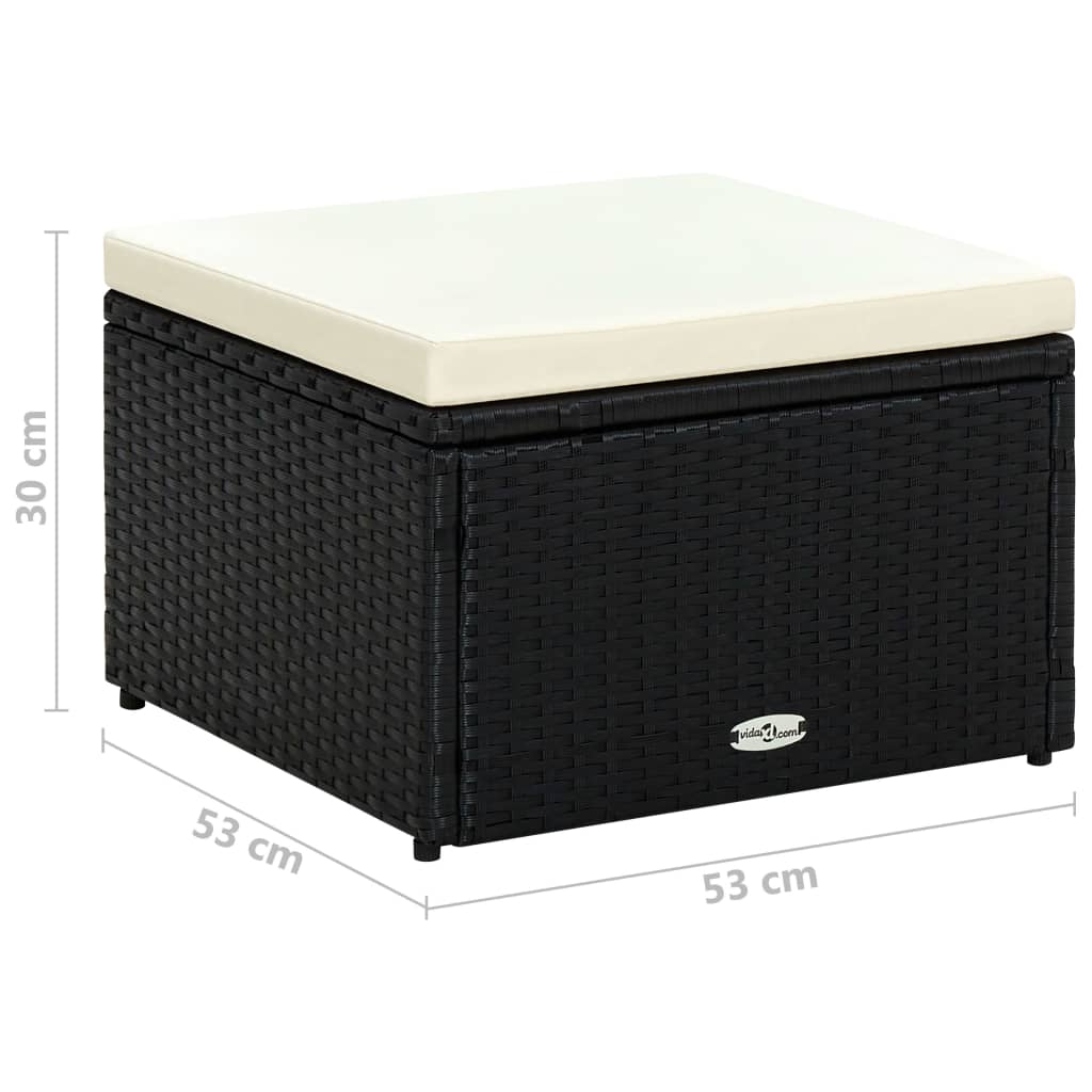 Poggiapiedi Ottomana in Polyrattan 53x53x30 cm Nero | homemem39