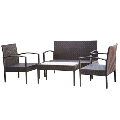 Set Divani da Giardino 4 pz con Cuscini in Polyrattan Marrone - homemem39