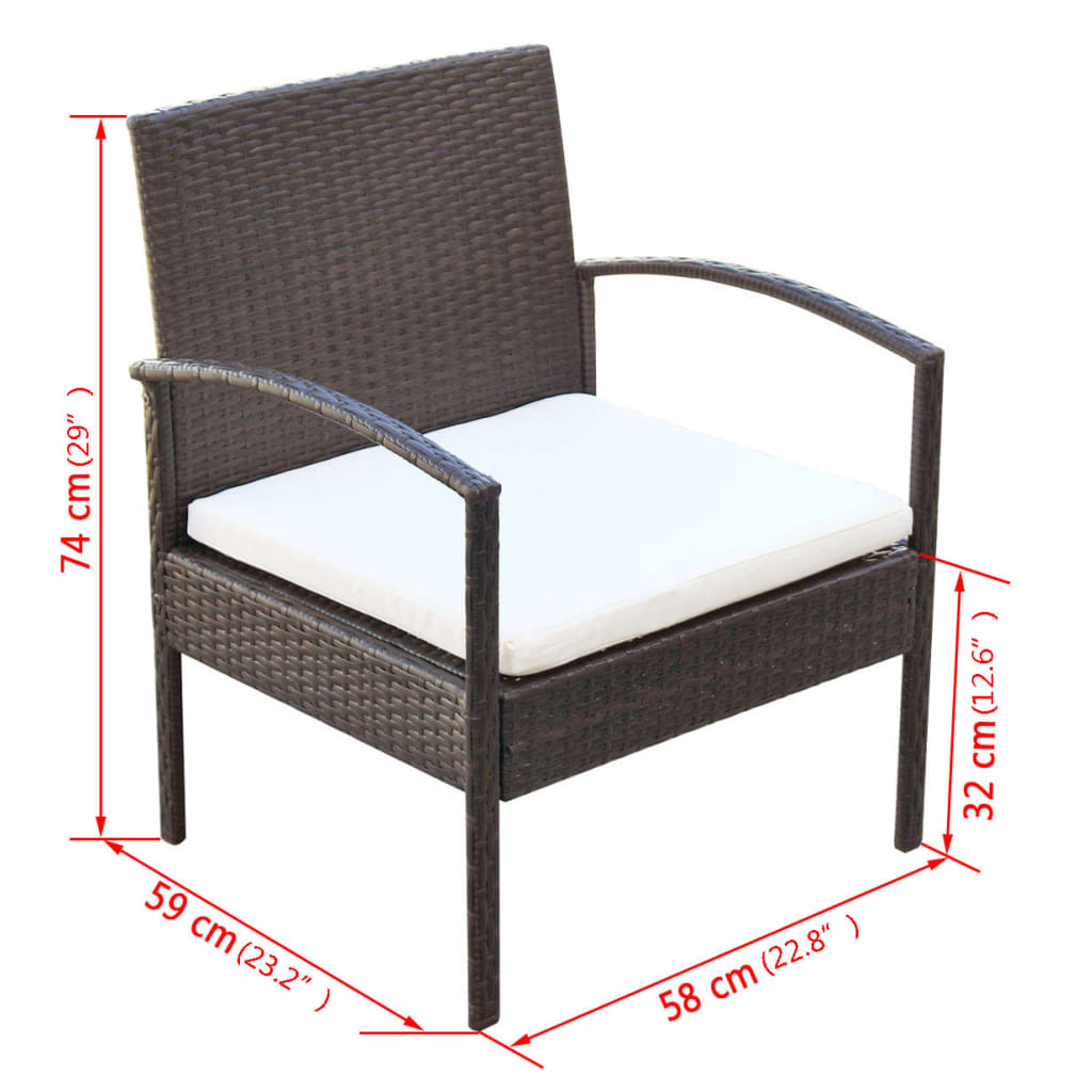 Set Divani da Giardino 4 pz con Cuscini in Polyrattan Marrone - homemem39