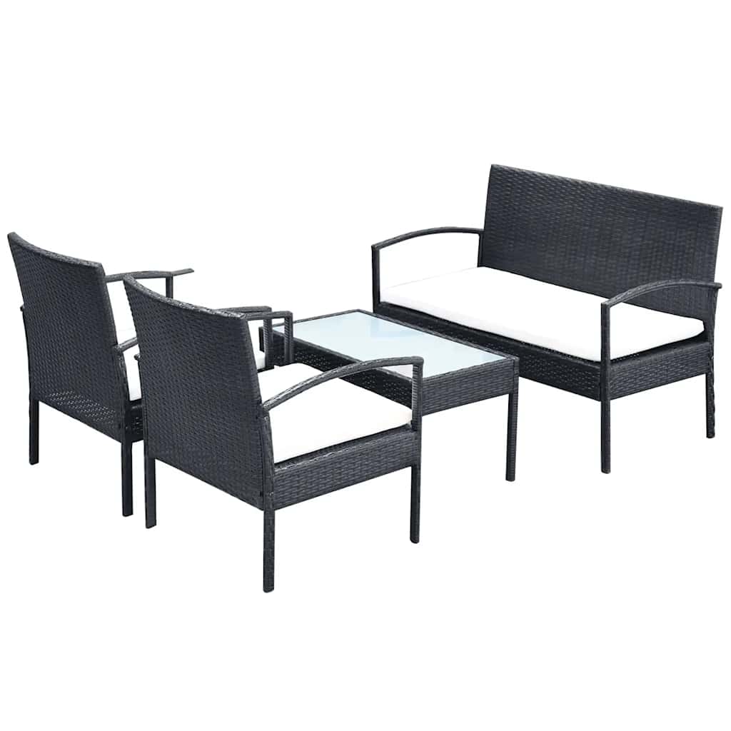 Set Divani da Giardino 4 pz con Cuscini in Polyrattan
