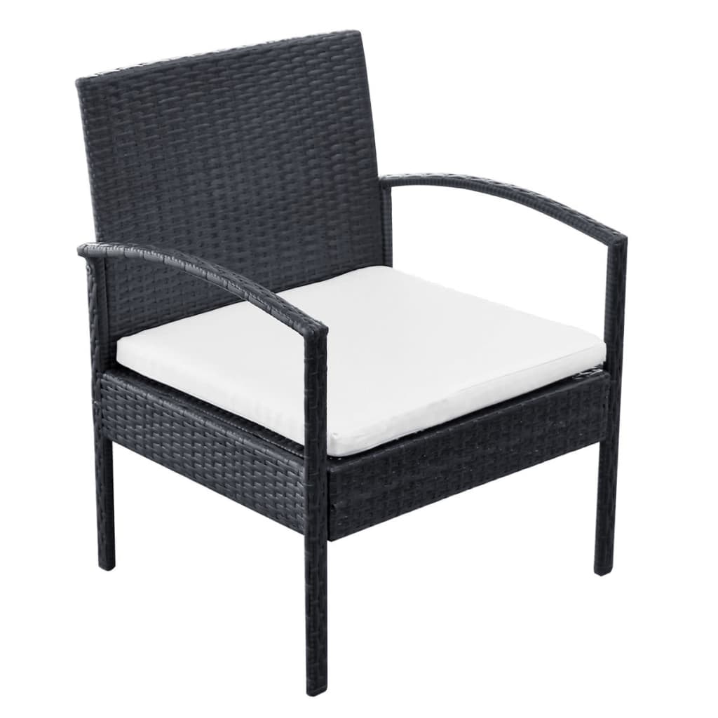 Set Divani da Giardino 4 pz con Cuscini in Polyrattan Nero | homemem39