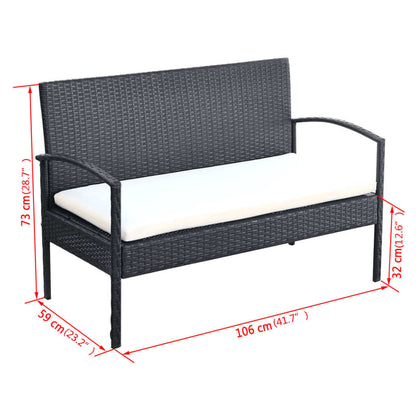 Set Divani da Giardino 4 pz con Cuscini in Polyrattan Nero | homemem39