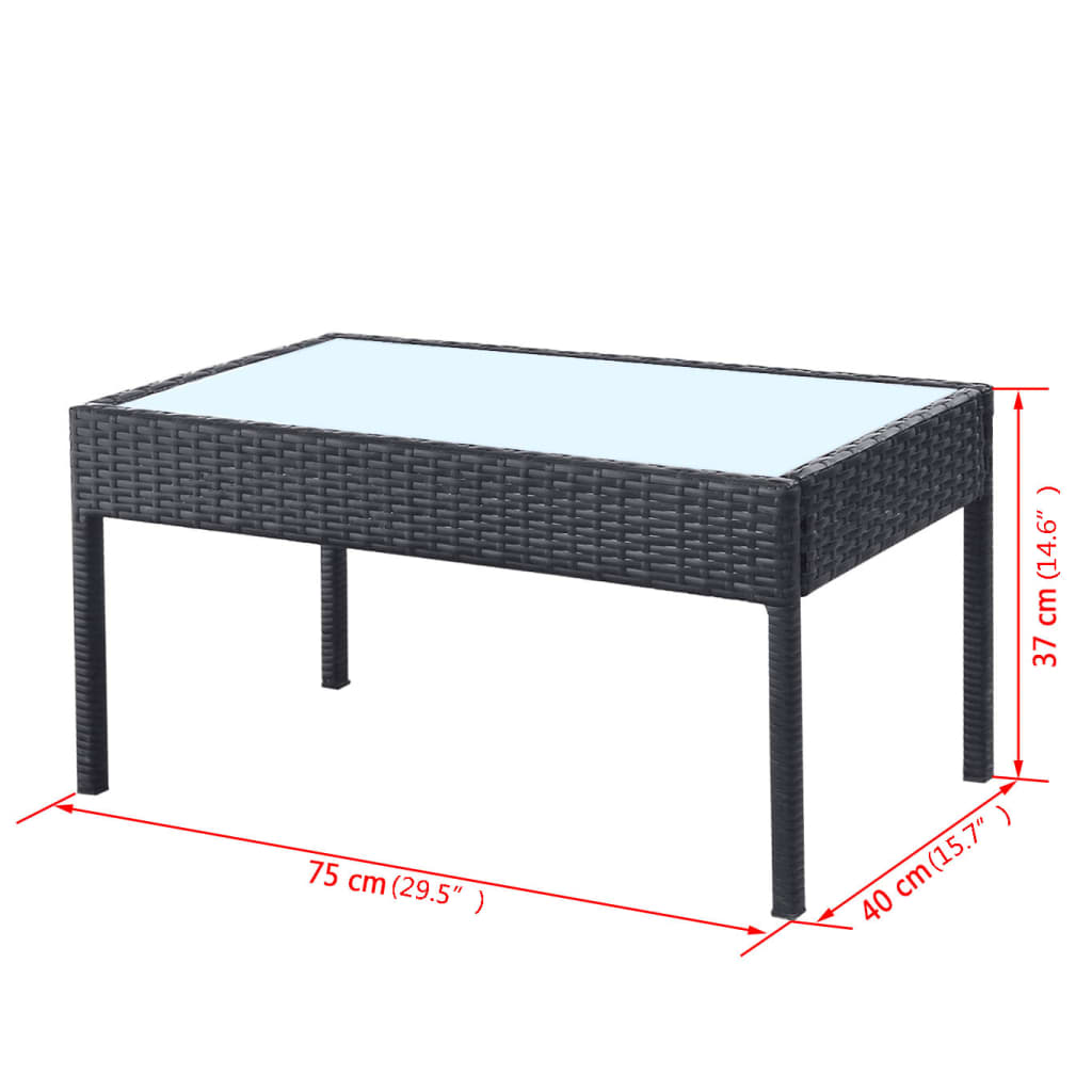 Set Divani da Giardino 4 pz con Cuscini in Polyrattan Nero | homemem39