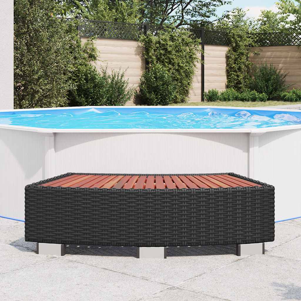 Scalino per Spa in Polyrattan 92x45x25 cm Nero - homemem39