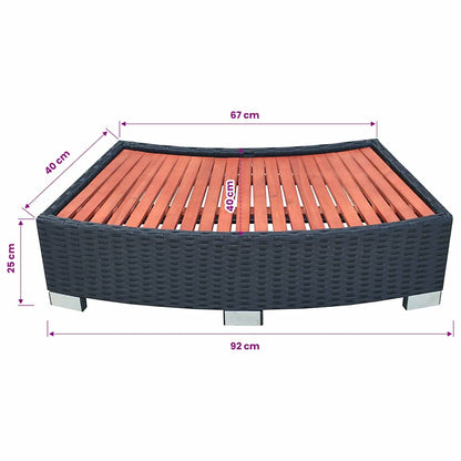 Scalino per Spa in Polyrattan 92x45x25 cm Nero | homemem39