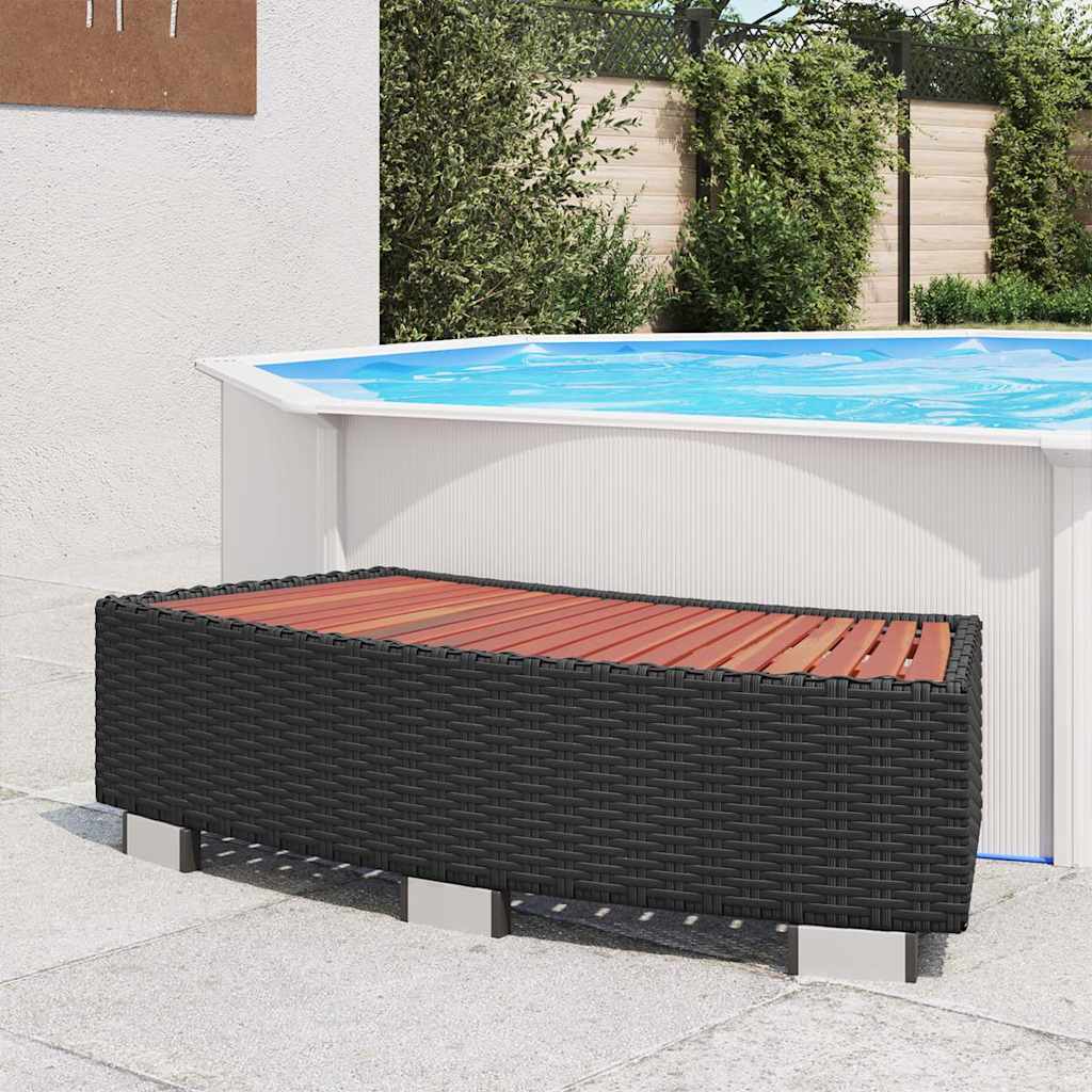 Scalino per Spa in Polyrattan 92x45x25 cm Nero - homemem39