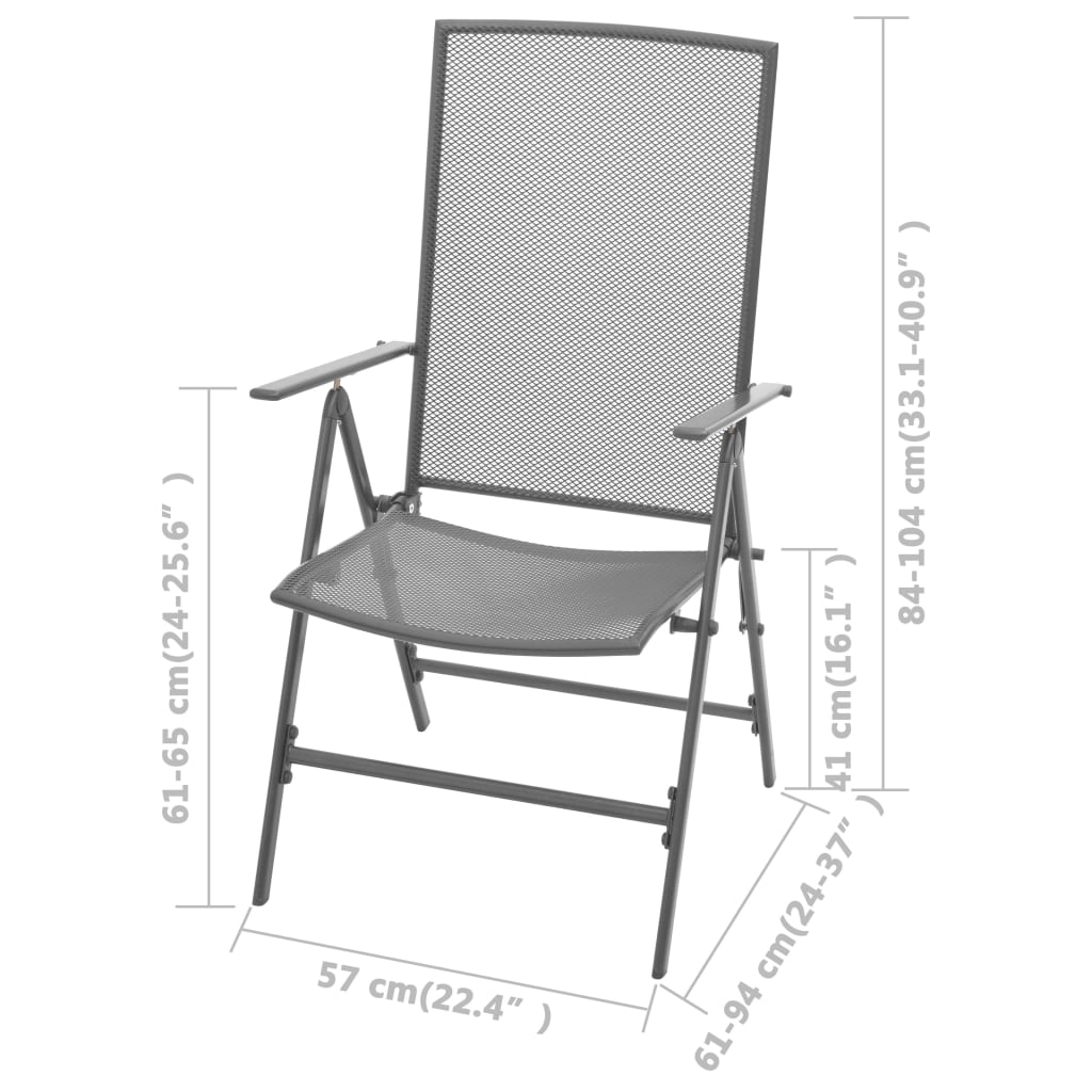Sedie da Giardino Impilabili 2 pz in Acciaio Grigio | homemem39