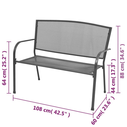 Panchina da Giardino 108 cm Acciaio e Rete Antracite | homemem39