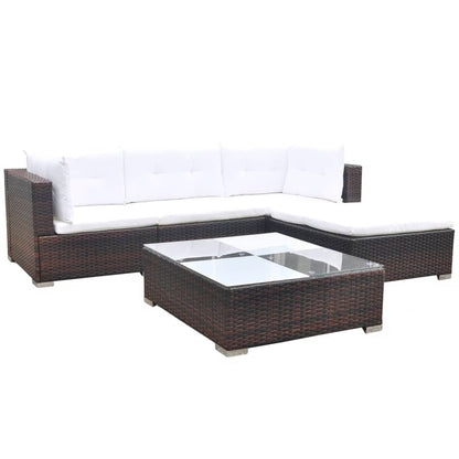 Set Divani da Giardino 5 pz con Cuscini in Polyrattan Marrone - homemem39