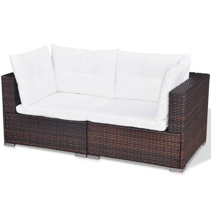 Set Divani da Giardino 5 pz con Cuscini in Polyrattan Marrone - homemem39