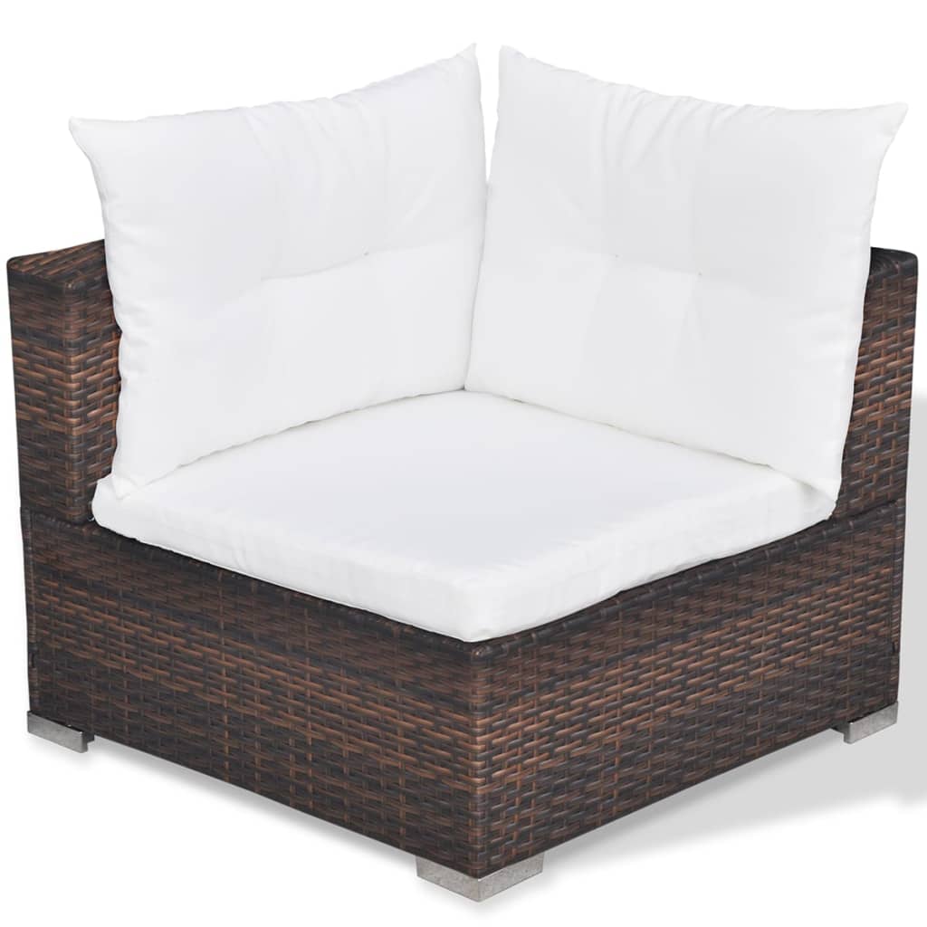 Set Divani da Giardino 5 pz con Cuscini in Polyrattan Marrone - homemem39