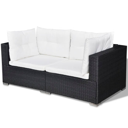 Set Divani da Giardino 5 pz con Cuscini in Polyrattan Nero - homemem39