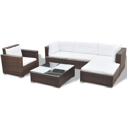 Set Divani da Giardino 6 pz con Cuscini in Polyrattan Marrone - homemem39