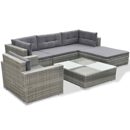 Set Divani da Giardino 6 pz con Cuscini in Polyrattan