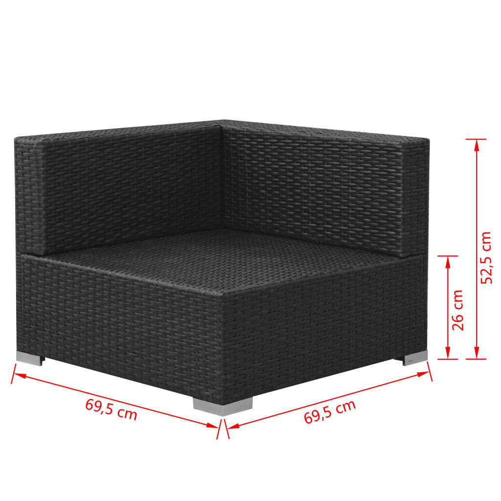Set Divani da Giardino 3 pz con Cuscini in Polyrattan Nero | homemem39