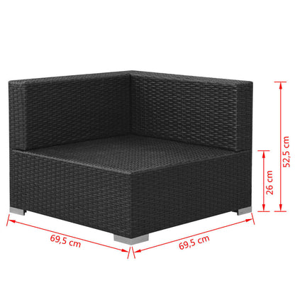 Set Divani da Giardino 3 pz con Cuscini in Polyrattan Nero | homemem39