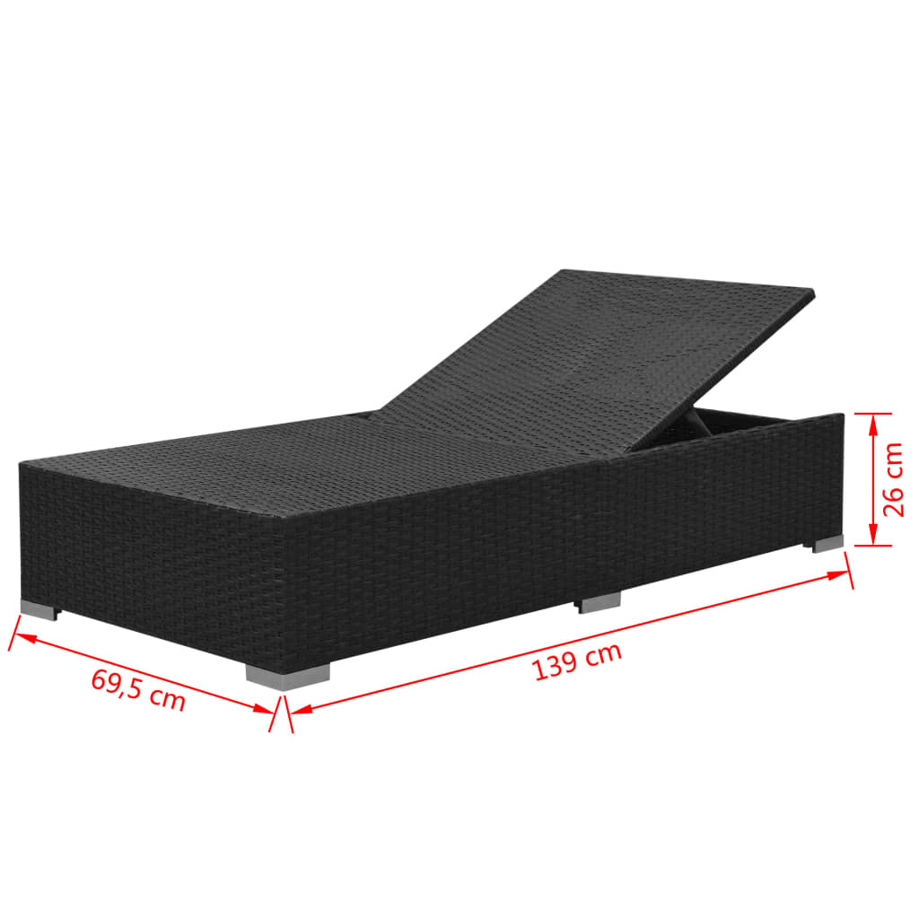 Set Divani da Giardino 3 pz con Cuscini in Polyrattan Nero | homemem39